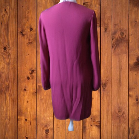 Diane Von Furstenburg Women's Size 0 Damian Raspberry Silk Long Sleeve Dress - Picture 8 of 8